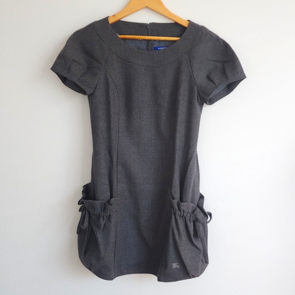 NWT Burberry Blue Label Gray Wool Dress with Ribbon Detail  𓆩♡𓆪